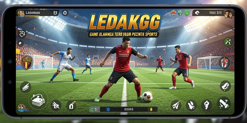 Tampilan gameplay yang mendebarkan dalam LEDAKGG, menampilkan aksi olahraga intens.