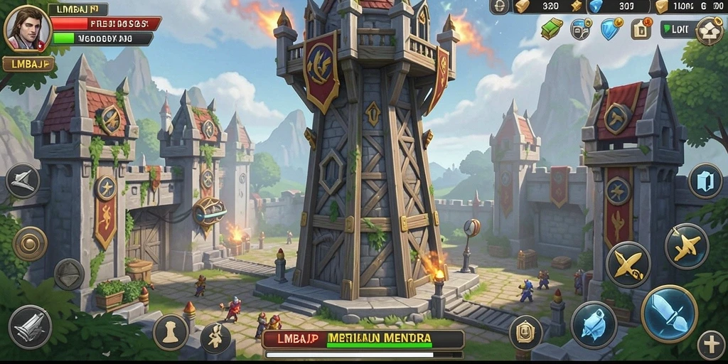 Tampilan gameplay menakjubkan dari LMBAJP di Tower Defense.