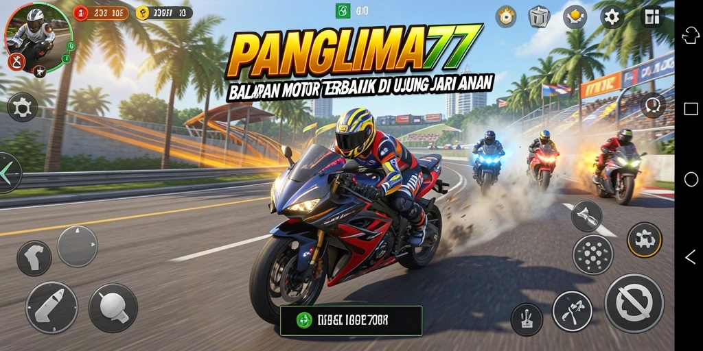 Gameplay seru dan menegangkan di PANGLIMA77 dengan motor balap.