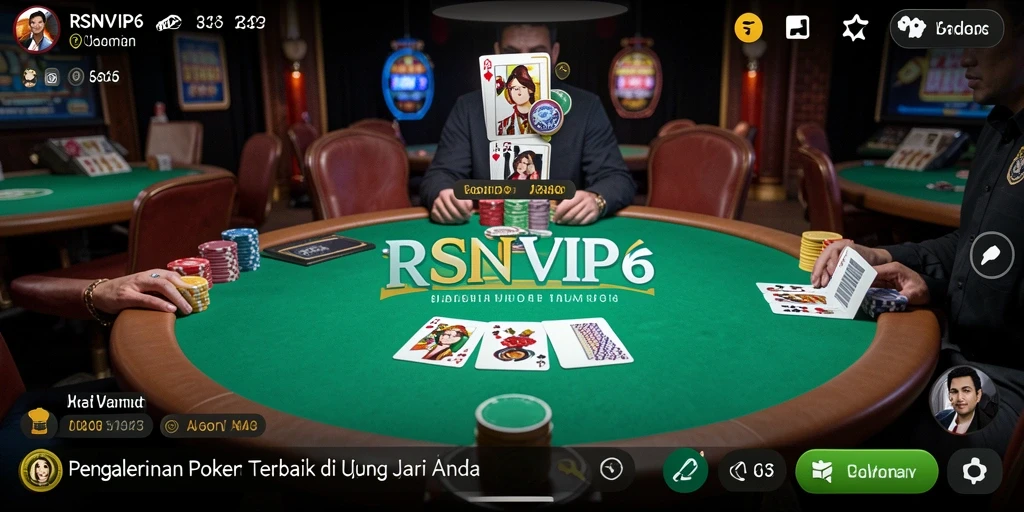 Screenshot gameplay RSNVIP6 menampilkan meja Poker yang semarak dan interaktif.